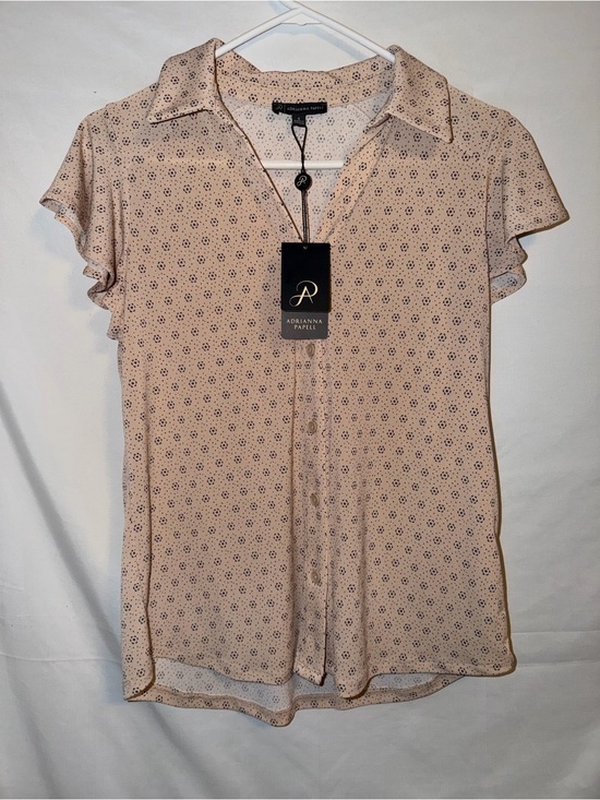 Adrianna Papell Tops - Adrianna Papell Peach Blush Printed Flutter-Sleeve Blouse NWT